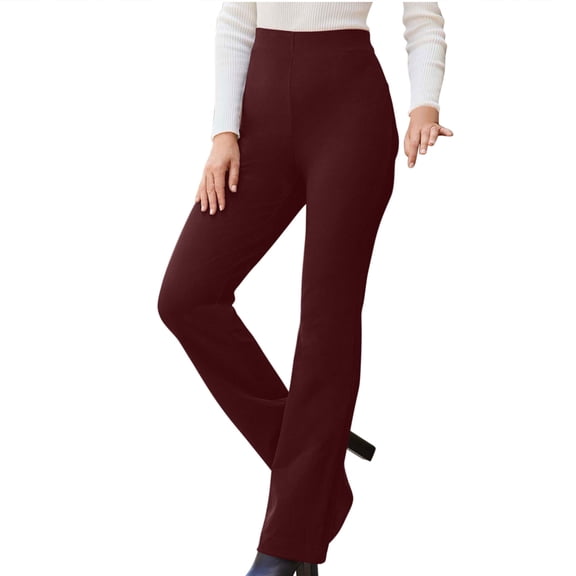 ylioge Womens High Waist Daily Wear Trousers Drawstring Lounge Spring Full Length Solid Color Pants Stretchy Slim Fit Bootcut Trousers Pantalones