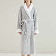 thumbnail image 1 of ylioge Womens Mens Fleece Robes with Pockets and Belt Flannel Bathrobes Unisex Couples Long Sleeve Thermal Warm Mid Length Plush Sleepwear Bath Robe, 1 of 5