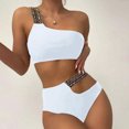thumbnail image 1 of ylioge Womens One Shoulder Swimsuits Tankini Separates Two Piece Bikini Sets Ladies Trendy Solid High Waisted Diving Swimming Bathing Suits, 1 of 4