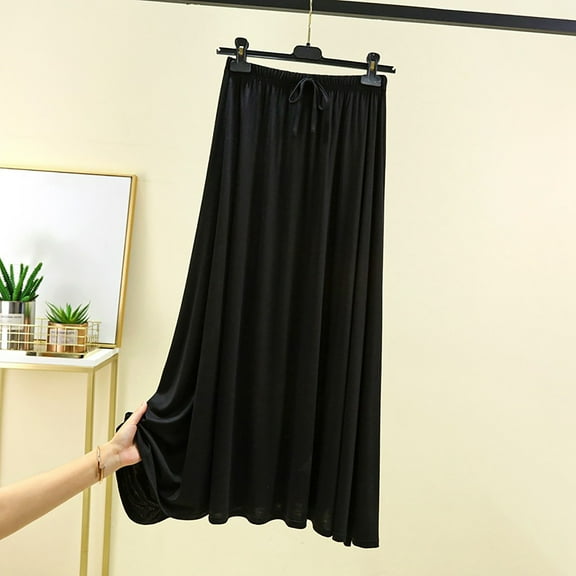 ylioge Womens Pajama Skirts on Lightweight Soft-Modal Drawstring Elastic Waist Solid Color A-Line Loungewear Homewear Long Skirt