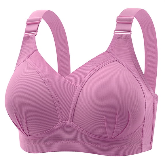 ylioge Womens Plus Size Bras 36-46 No Underwire Push Up Bralettes Ladies Casual Solid Full-Coverage Breathable Support Underwear Bra