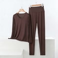 thumbnail image 1 of ylioge Womens Plus Size Pajama Sets M-5X 2 Piece Long Sleeve Tops and Pants Loungewear Outfits Casual Solid Color Soft-Modal Homewear Pajamas Set, 1 of 5