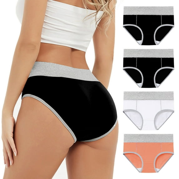 ylioge Womens Plus Size Period Underwear 4 Pack M-5XL High Waisted Panties Full Coverage Washable Breathable Leakproof Menstrual Briefs