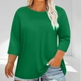 thumbnail image 1 of ylioge Womens Plus Size Tops L-5X 3/4 Sleeve Crewneck T Shirts Ladies Casual Solid Color Breathable Pullover Basic Loungewear Tees Top, 1 of 6