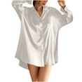 thumbnail image 1 of ylioge Womens Shirt Nightgowns Lightweight Long Sleeve Sleepshirts Button-Down Collared Solid Color Backless Loungewear Pajama Shirts, 1 of 7