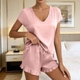 thumbnail image 1 of ylioge Womens Short Modal-Pajama Sets 2 Piece Casual Lightweight Solid Color Cap Sleeve Tops Wide Leg Shorts Comfortable Sleepwear Pajamas Suits Set, 1 of 5