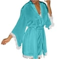thumbnail image 1 of ylioge Womens Silk Pajama Sets 2 Piece Nightgowns and Robes Outfits Ladies Lightweight Solid Color Long Sleeve Bathrobes and Dresses Set, 1 of 5