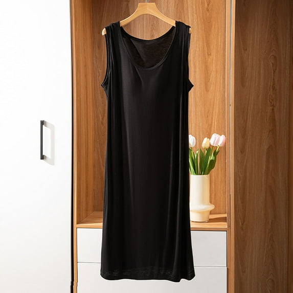 ylioge Womens Summer Sleeveless Nightgowns Pullover Lightweight Sleepshirts Built in Bras Ladies Solid Soft-Modal Crewneck Sleepwear Dresses