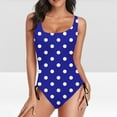 thumbnail image 1 of ylioge Womens Swimsuits One-Piece Tankinis Polka Dot Printed Bathing Suits Full-Coverage Push Up Drawstring High-Cut Swimwear Swimsuits, 1 of 6