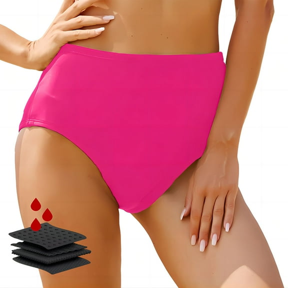 ylioge Womens Swimwear Period Panties High Waisted Swimming Bottoms Ladies Casual Solid Full-Coverage High-Cut Bathing Shorts