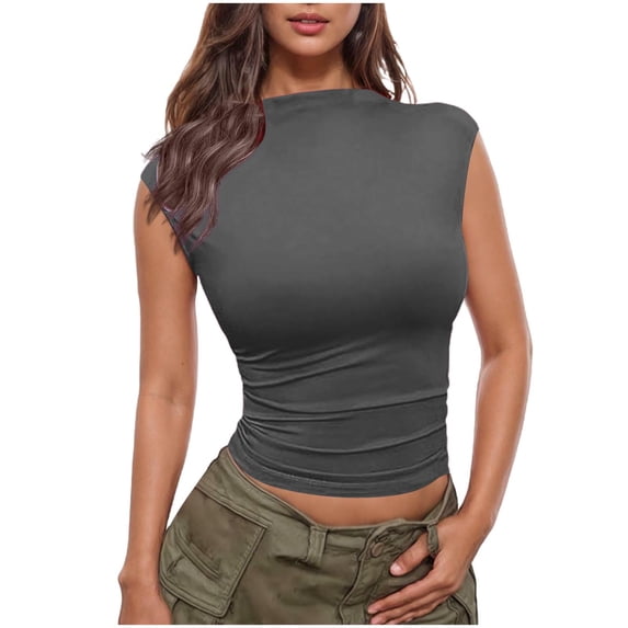 ylioge Womens Tank Tops Sleeveless Boat Neck Camisoles Ladies Trendy Solid Color Pullover Stretchy Slim Breathable Business Work Vests Shirts