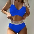 thumbnail image 1 of ylioge Womens Tankini Swimsuits Two Piece Ribbed Bathing Suits Ladies Trendy V Neck Swimming Tops and High Waisted Bottoms Swimsuit, 1 of 5