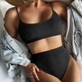 thumbnail image 1 of ylioge Womens Two Piece Swimsuits Tankini Ribbed Built in Removeable Bras Bikini Bathing Suits Ladies Solid High Waisted Swimsuit, 1 of 7