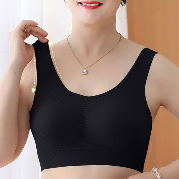 ylioge XL-4X Plus Size Bras for Older Women Wireless Push Up Bralettes Lightweight Stretchy Pullover Breathable Full-Coverage Support Underwear Bra