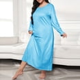 thumbnail image 1 of ylioge XL-5X Plus Size Nightgowns for Women Long Sleeve Crewneck Sleepshirts Womens Casual Solid Color Loose Pullover Long Length Homewear Nightgown, 1 of 4