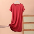 thumbnail image 1 of ylioge XL-5X Plus Size Nightgowns for Women Short Sleeve Sleepshirts Ladies Casual Solid Pullover Crewneck Sleepwear Modal-Pajama Dresses, 1 of 4