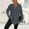 thumbnail image 1 of ylioge XL-5X Plus Size Sweatshirts for Women with Zipper V Neck Long Sleeve Tops Womens Casual Solid Color Pullover Going-Out Work Tunic Top, 1 of 6