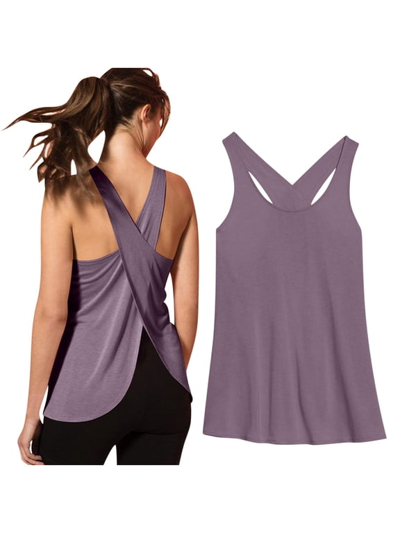 Yoga Tank Tops for Women Quick-Drying Backless Sleeveless Camisoles Womens Casual Solid Color Pullover Moisture-Wicking Athletic Workout Vests