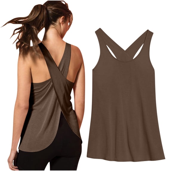 ylioge Yoga Tank Tops for Women Quick-Drying Backless Sleeveless Camisoles Womens Casual Solid Color Pullover Moisture-Wicking Athletic Workout Vests