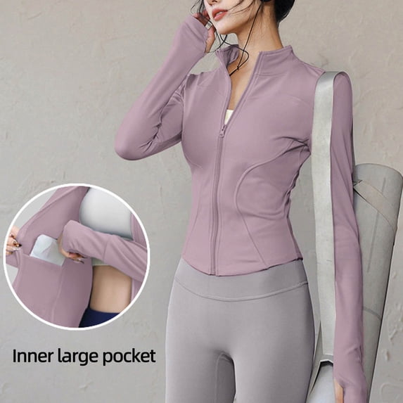 ylioge Zip Up Shirts for Women with Pockets Plus Size S-4X Long Sleeve Jackets Womens Stretchy Slim Solid Color Mock Neck Athletic Workout Yoga Tops