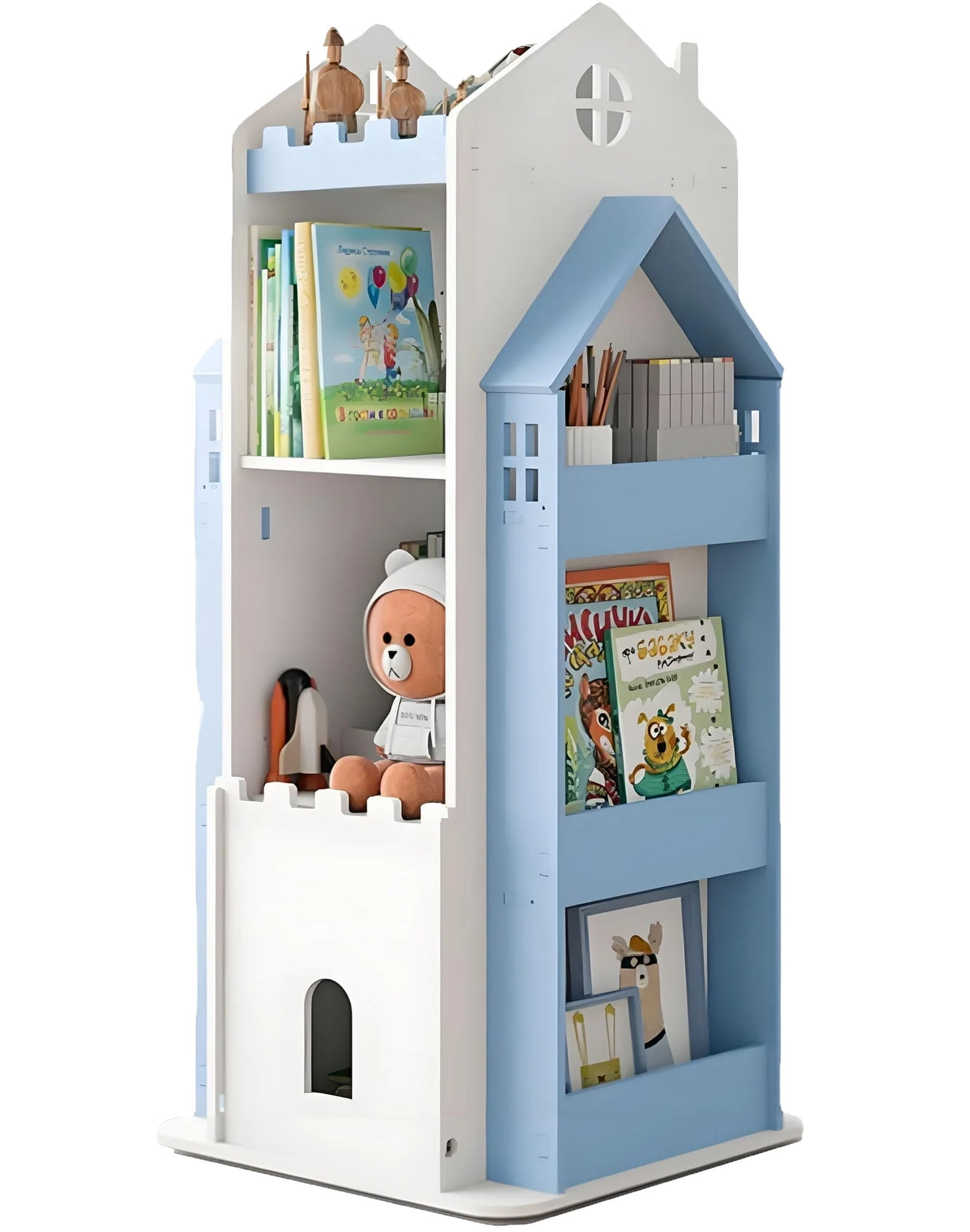 ymokee 3 Tier Rotating Bookshelf, 360° Standing Revolving Bookshelf