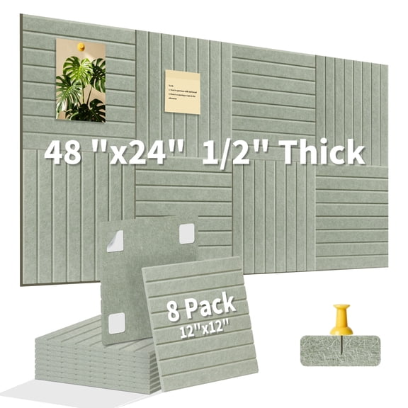 ynhay+ Large Bulletin Board, 48" x 24", 1/2" Thick Cork Board (Sage)