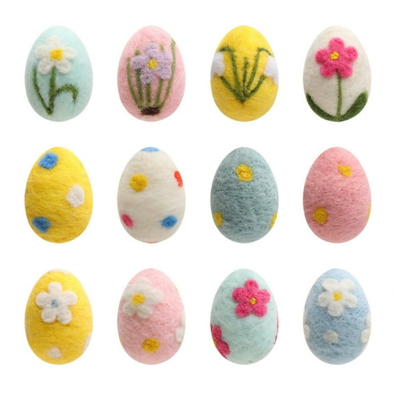 yocbz 12 Pcs Easter Felted Eggs Bulk Basket Decor,Large Pastel Easter Egg Wool Felt Spring Crafts Tree Hanging Ornaments for Easter Egg Surprise Egg Party Tiered Tray Decor Classic Rabbit