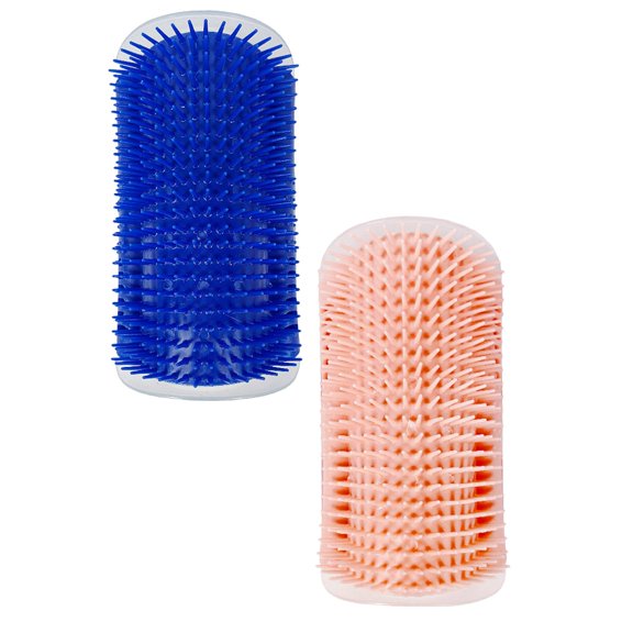 yocbz 2 Pack Cat Self Groomer Brushes Wall Corner Massage Comb Soft BrushCat Face Scratchers for Long Short Fur Kitten, Blue+Pink