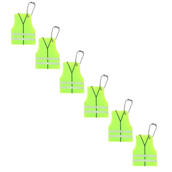 yocbz 20Pcs Reflective Keychain Tags Vest Shape Glow in The Dark Keychain Safety Reflector Pendant for Zippers Backpack Dog Collar Bags Walking Running Cycling Green