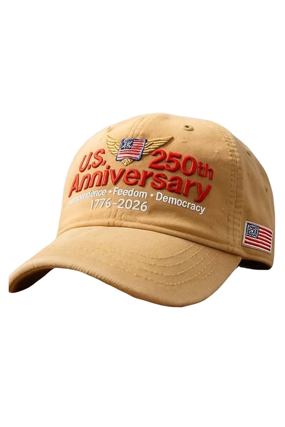 250th Anniversary USA Hat Patriotic 1776-2026 Commemorative Baseball Cap Vintage Adjustable Embroidered Hat Veterans Gifts, Khaki