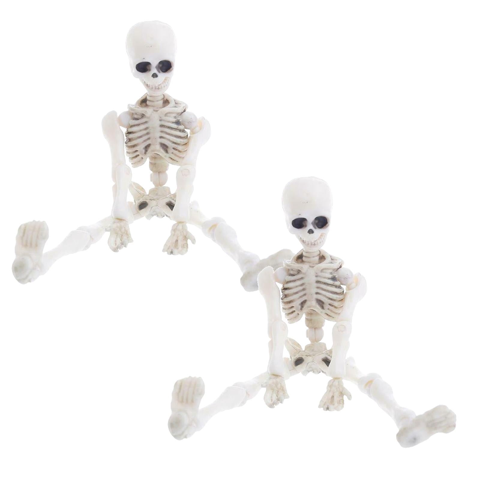 yocbz 2Packs Posable Halloween Skeleton Mini Human Model Skull Plastic ...