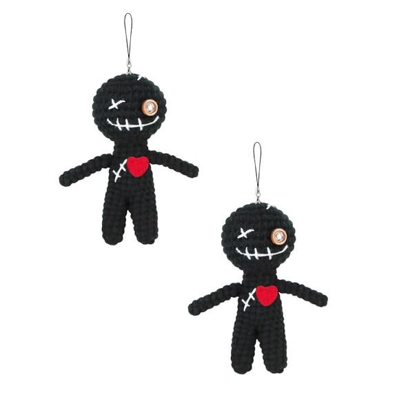 yocbz 2Pcs Positive Support Bow Voodoo Doll, Funny Crochet Stress Relief Inspirational Gift Black Knitted Emotional Voodoo Toy Witchcraft Ornaments Easter Decor for Office Home Party Favors