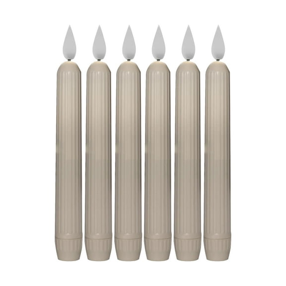 yocbz 6 Pcs Window Candles with Sensor Dusk to Dawn, Ivory Striped Candlesticks with Suction Cups, Roman Column Easter Romantic Window Candle Battery Operated, Flameless Led Taper Candles Windows