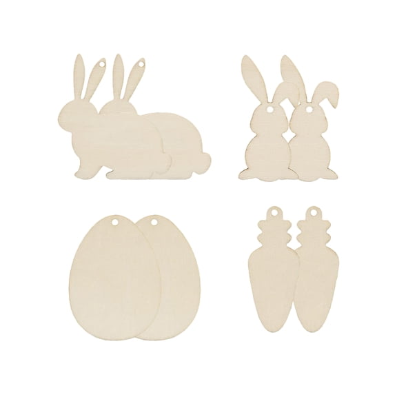 yocbz 8 Pieces Easter Bunny Egg Wood Cutouts 3 Inch Unfinished Wooden Egg Bunny Slices Blank Wooden Rabbit Egg Shapes Easter Wood Bunny Ornament for Painting Easter Party DIY Crafts