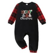 yocbz Baby Boy Christmas Jumpsuit Infant Baby Boys Girls First Christmas Outfit Xmas Romper Elf Santa Clothes Black,Size for 6-9 Months