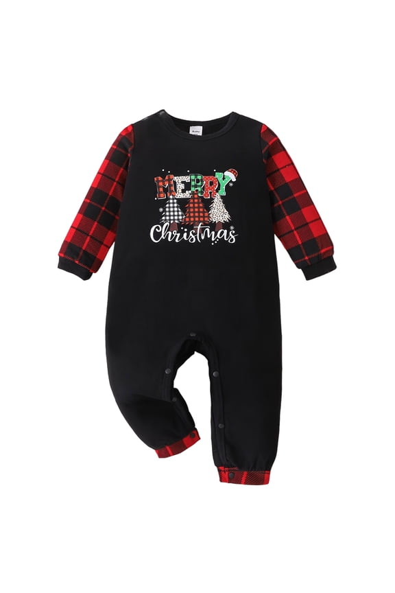 Baby Boy Christmas Jumpsuit Infant Baby Boys Girls First Christmas Outfit Xmas Romper Elf Santa Clothes Black,Size for 6-9 Months