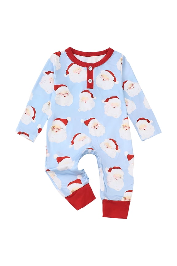 Baby Boy Christmas Romper Infant Baby Boys Girls First Christmas Outfit Xmas Romper Elf Santa Clothes Light Blue,Size for 3-6 Months