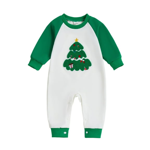 yocbz Baby Boy Christmas Romper My First Christmas Outfits Baby Boy Girl Long Sleeve Romper White,Size for 12-18 Months