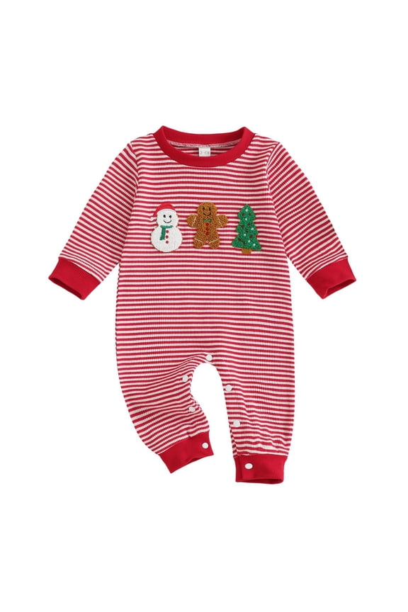 Baby Boy Christmas Romper Newborn Baby Boy Christmas Outfit Infant Romper Long Sleeve Bodysuit Jumpsuit Cute Fall Winter Clothes Watermelon Red,Size for 3-6 Months