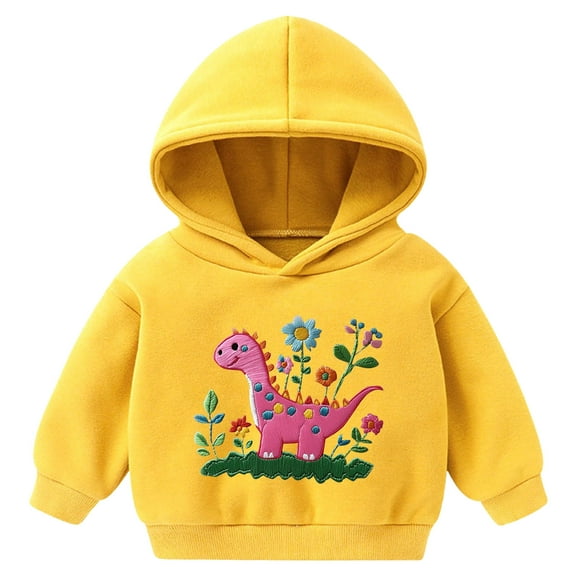 yocbz Baby Boys Dinosaurs Hoodie Boy Girls Truck Pullover with Pocket Toddler Boy Kids Rocket Sweatshirt Yellow,5-6 Years