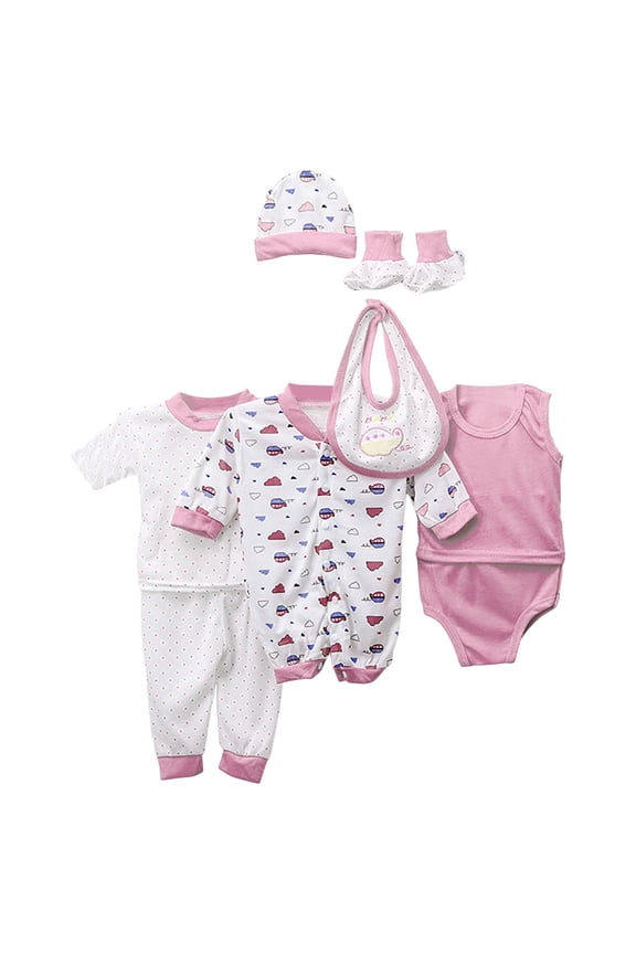 Baby Girl Clothes 0-3 Months 8PCS Layette Sets for Newborns Unisex Pink,0-3 Months