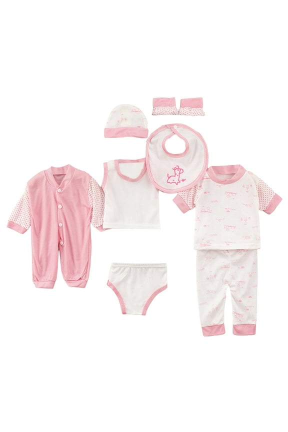 Baby Girl Clothes 0-3 Months 8PCS Newborn Boy Hospital Outfit Set Pink,0-3 Months