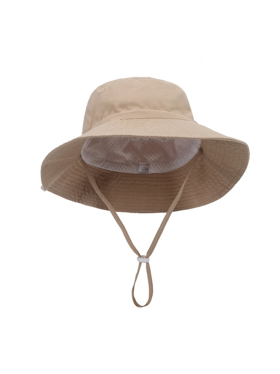 Baby Girl Hat Baby Beach Hat Baby Sun Hat - UPF50+ Wide Brim Bucket Hats for Infant Newborn, Outdoor Sun Protection Beach Hat for Toddler Boys Girls Khaki,M