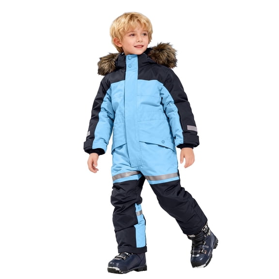 yocbz Baby Snow Romper Toddler Snow Suits Boys Girls Hooded Jacket & Ski Bib Pants Set Baby Snowsuit Coat Infant Winter Jumpsuit Sky Blue,Size for 5-6 Years