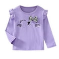 thumbnail image 1 of yocbz Baby Toddler Girl Long Sleeve Blouse Kids Solid Color Basic Tee Tops Little Girls Ruffle Cuffs T-Shirts Purple,3-4 Years, 1 of 4