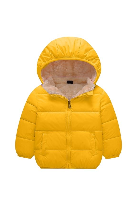 Baby Winter Coat with Hooded Toddler Boys Girls Puffer Jackets Toddler Coats & Jackets Yellow,18-24 Months