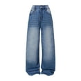 thumbnail image 1 of yocbz Baggy Jeans Girls Trendy Stylish Comfortable Pants for Girls Versatile Wide Leg Denim Jeans with Elastic Waist and Functional Pockets Blue,Size for 7-8 Years, 1 of 8