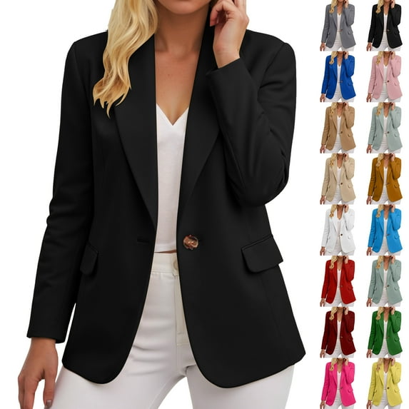 yocbz Blazers for Women Casual Oversized Open Front Cardigan Long Sleeve Jackets Business Office Business Suit Blazer AG,Size for XL