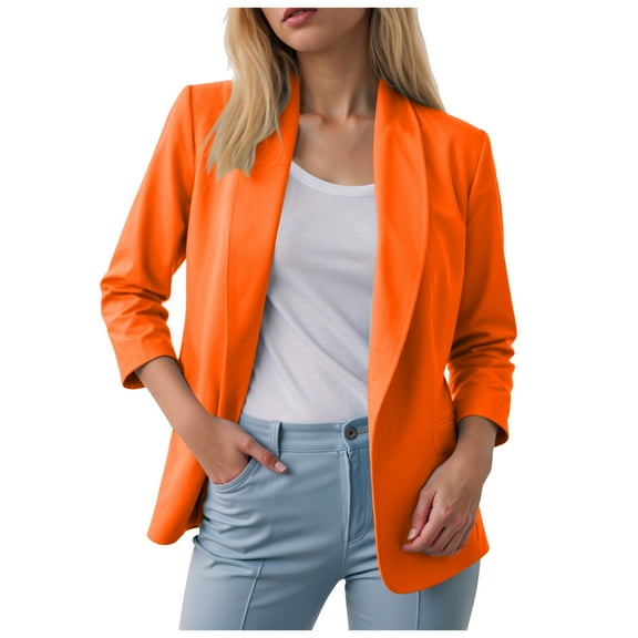 yocbz Blazers for Women Womens Cape Blazer Split Sleeve Open Front Casual Jacket Coat Workwear Orange,Size for Orange