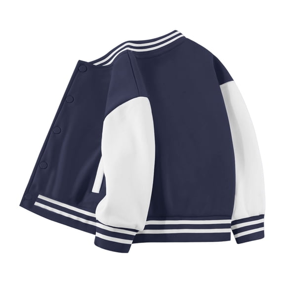 yocbz Bomber Jacket Girls Infant Toddler Coat Hooded Varsity Jacket Color Block Baseball Jacket Bomber Coat School Uniform With Pocket Jacket Dark Blue,Size for 9-10 Years